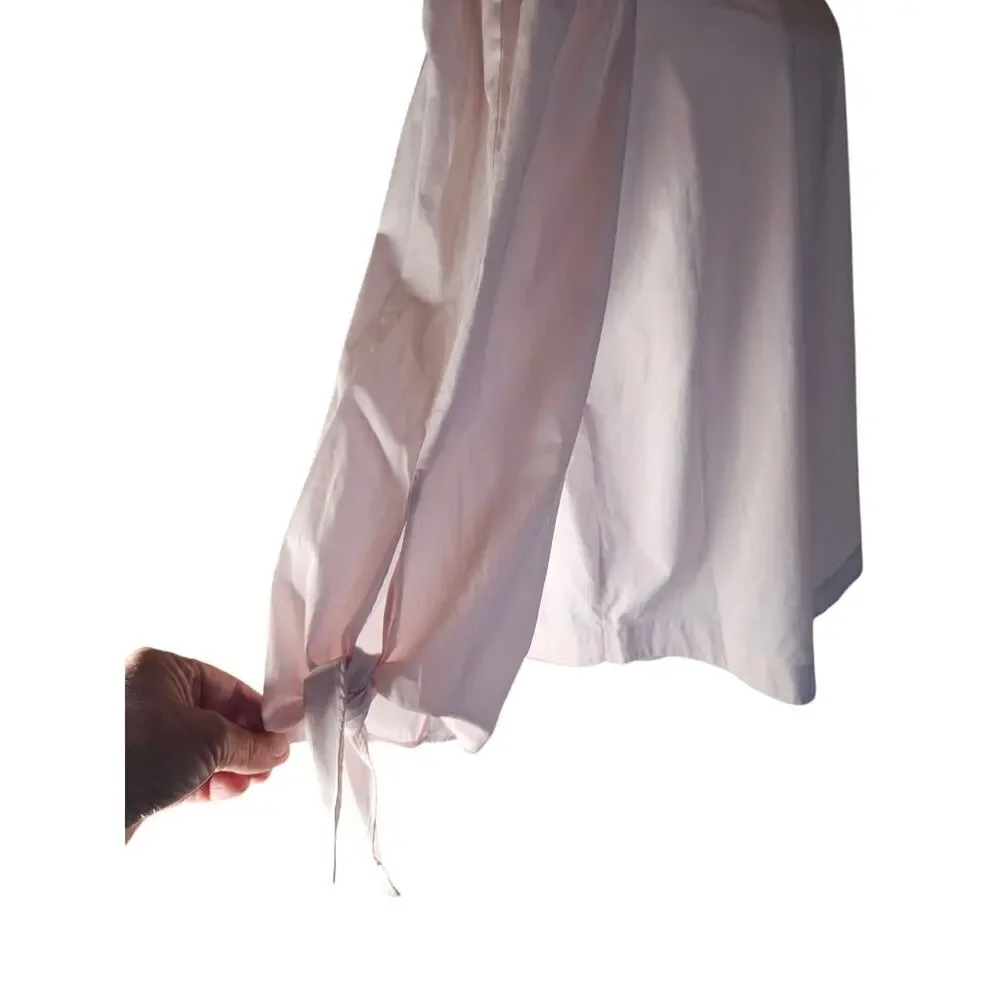 Free‎ People Bohemian Off Shoulder Pink Top Sz SM Adjustable Tie Cuffs